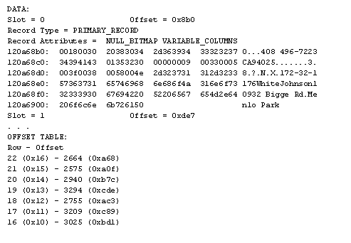 With the display option 1 you will see each data record for the table on the pages returned.