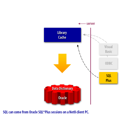 5) SQL can come from Oracle SQL*Plus sessions on a Oracle Net client PC.