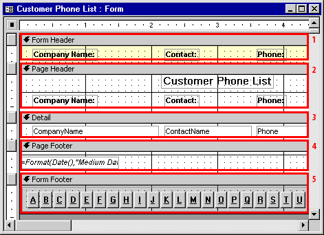 Used for displaying information or controls that remain the same for all records.