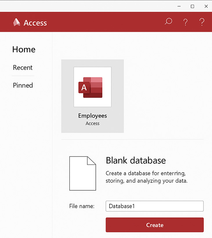 Open Microsoft Access and Select the Database